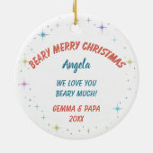 Schattige Beary Prettig Kerstmis Kleinzoon Keramisch Ornament (Achterkant)
