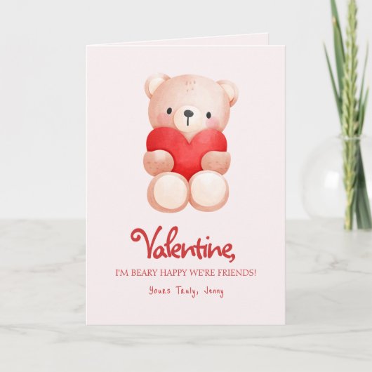 Schattige Beary Zalig Valentijnsdag Groet Kaart (Voorkant)