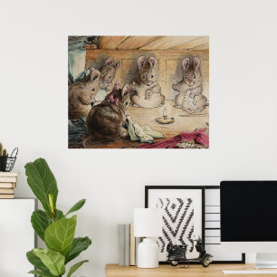 Schattige  Beatrix Potter 5 muizen naaikamer Poster
