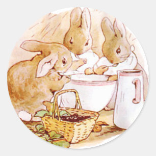 Schattige, Beatrix Potter Bunnies, op maat Ronde Sticker