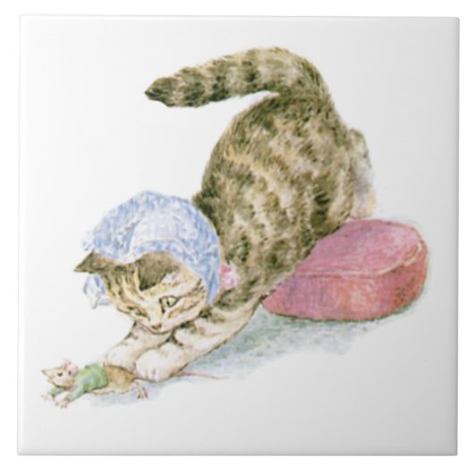 Schattige Beatrix Potter Miss Moppet Muis Tegeltje (Voorkant)