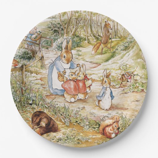 Schattige Beatrix Potter Peter en Vrienden Papieren Bordje (Voorkant)