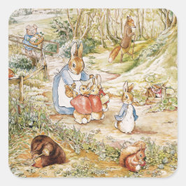 Schattige Beatrix Potter Peter en Vrienden Vierkante Sticker