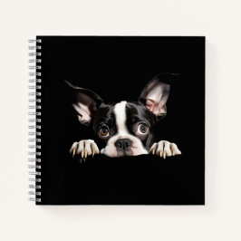 Schattige bedachtzame Boston Terrier Puppy Notitieboek