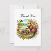 Schattige bedankt bever briefkaart (Voorkant)