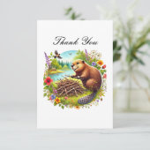 Schattige bedankt bever briefkaart (Staand voorkant)