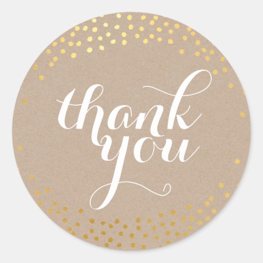 SCHATTIGE BEDANKT SEAL rustiek goud confetti kraft Ronde Sticker (Voorkant)