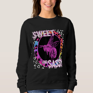 Schattige Bee 90s Nostalgia Rainbow Leopard Print Trui