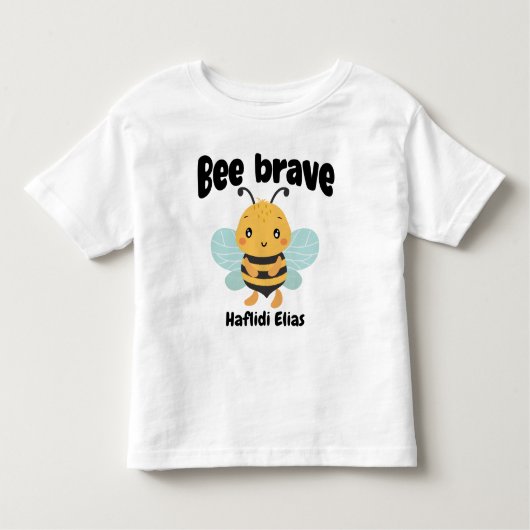 Schattige "Bee brave" design met persoonlijke naam Kinder Shirts (Voorkant)
