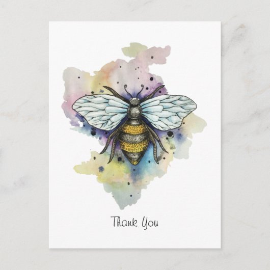 Schattige Bee en Rainbow Wash Briefkaart (Voorkant)