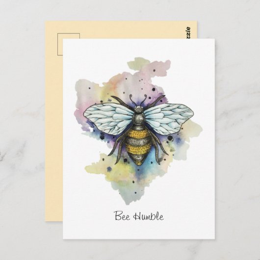 Schattige Bee en Rainbow Wash Briefkaart (Voorkant / Achterkant)