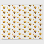 Schattige Bee Floral Baby shower Cadeaupapier (Vlak)