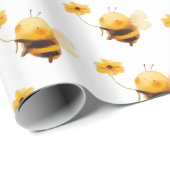 Schattige Bee Floral Baby shower Cadeaupapier (Rol Hoek)