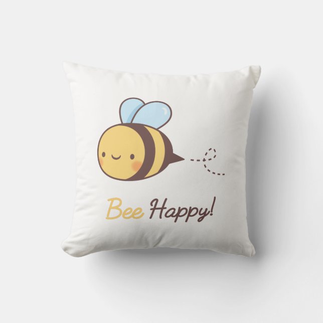 Schattige Bee Happy Doodle Room Decor Kussen (Voorkant)