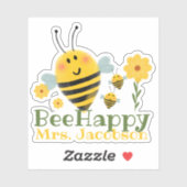 Schattige Bee Happy Teacher Gezegde Waterverf Bee Sticker (Vel)