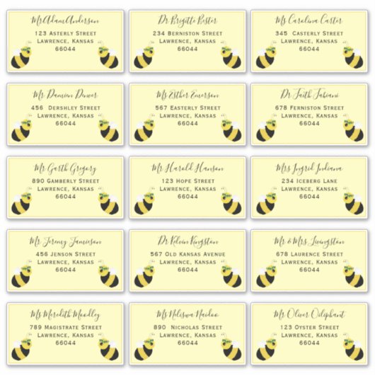 Schattige Bee Individueel Verzendadres Baby shower Sticker (Voorkant)