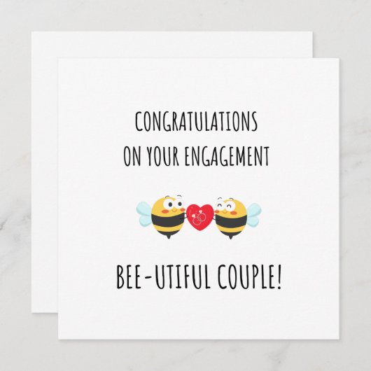 Schattige Bee Love Pun Funny Verloving Kaart (Voorkant / Achterkant)