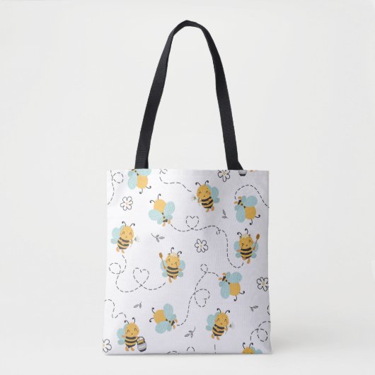 Schattige Bee Pattern Canvas tas - Speelse Honingb (Voorkant)