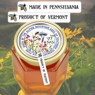 Schattige Bee STATE of COUNTRY Honey Deksel Veilig Labels
