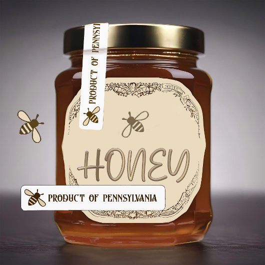 Schattige Bee STATE of COUNTRY Honey Deksel Veilig Labels