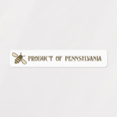 Schattige Bee STATE of COUNTRY Honey Deksel Veilig Labels (Design 1)