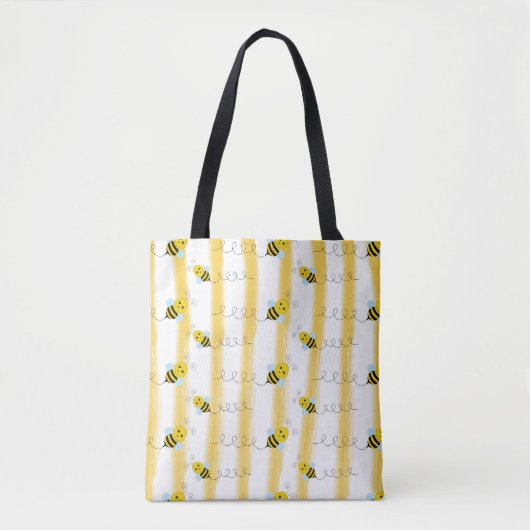 Schattige Bee Stripes Canvas tas (Voorkant)