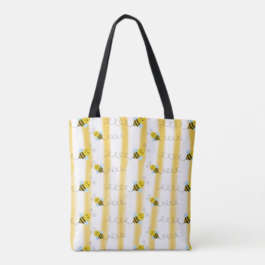 Schattige Bee Stripes Canvas tas (Achterkant)