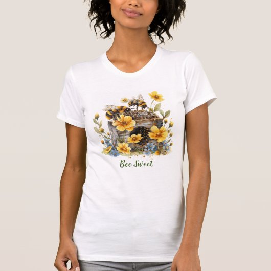 Schattige Bee Sweet Wildflower Dames T-shirt (Voorkant)