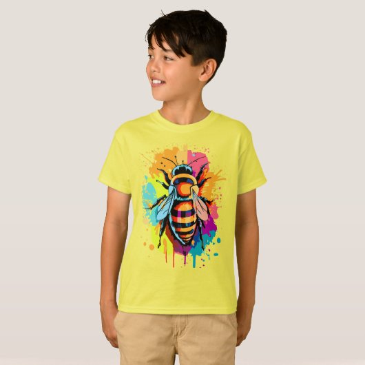 Schattige Bee T-shirt - geel honing bijen T-shirt (Voorkant volledig)