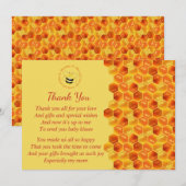 Schattige Bee Theme Baby shower Dank u Kaart (Voorkant / Achterkant)