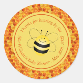 Schattige Bee Theme Baby shower Dank u Ronde Sticker