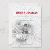 schattige beeldjes en kant bruiloft uitnodiging II (Voorkant)