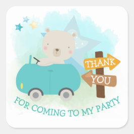 Schattige Beer auto dank u peuter verjaardag Vierkante Sticker
