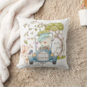 Schattige Beer Auto Naam Baby Boy Turquoise Kussen (Deken)