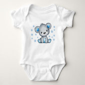 Schattige beer baby boy bodysuit roze rustiek (Voorkant)