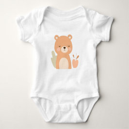 Schattige Beer Baby Jersey Bodysuit Animal Design
