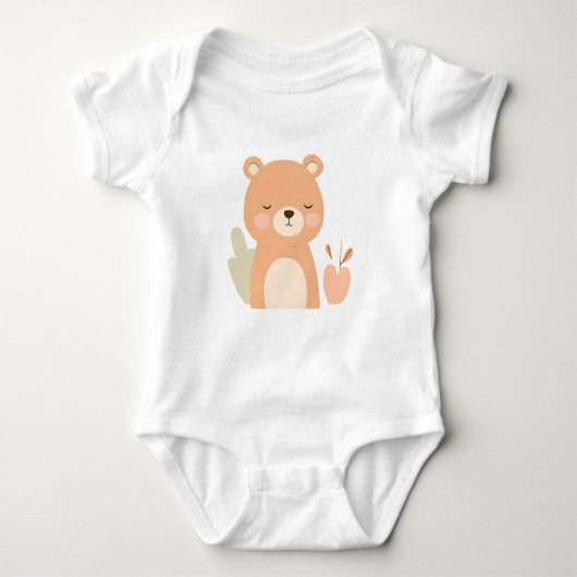 Schattige Beer Baby Jersey Bodysuit Animal Design (Voorkant)
