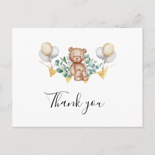 Schattige Beer Baby shower Dank u Uitnodiging Briefkaart (Voorkant)