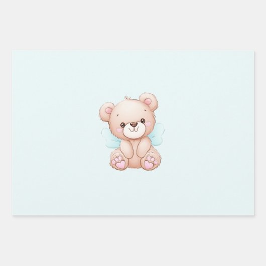 Schattige Beer Baby shower Gepersonaliseerd inpakp Inpakpapier Vel (Voorkant 2)