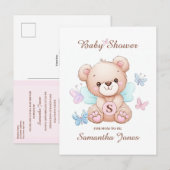 Schattige Beer Baby shower Invitation Briefkaart (Voorkant / Achterkant)