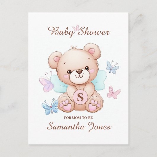 Schattige Beer Baby shower Invitation Briefkaart (Voorkant)