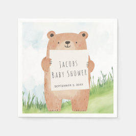 Schattige Beer Baby shower rustiek bos Servet