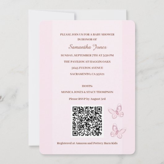 Schattige Beer Baby shower Uitnodiging met QR-code (Achterkant)