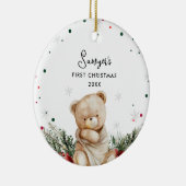 Schattige Beer Baby's eerste kerst Keramisch Ornament (Rechts)