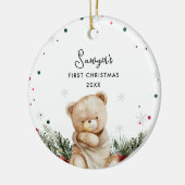 Schattige Beer Baby's eerste kerst Keramisch Ornament (Links)