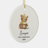 Schattige Beer Baby's eerste kerst Keramisch Ornament (Rechts)