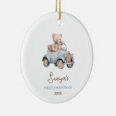 Schattige Beer Baby's eerste kerst Keramisch Ornament (Rechts)