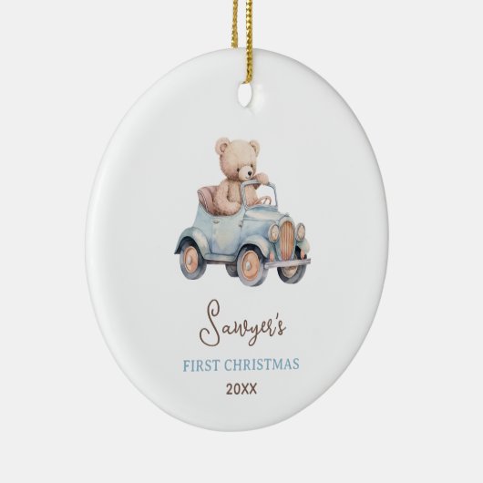 Schattige Beer Baby's eerste kerst Keramisch Ornament (Rechts)