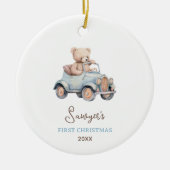 Schattige Beer Baby's eerste kerst Keramisch Ornament (Voorkant)