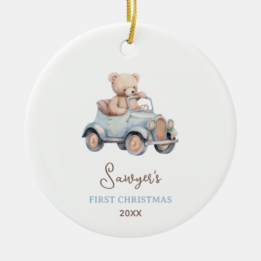 Schattige Beer Baby's eerste kerst Keramisch Ornament (Voorkant)